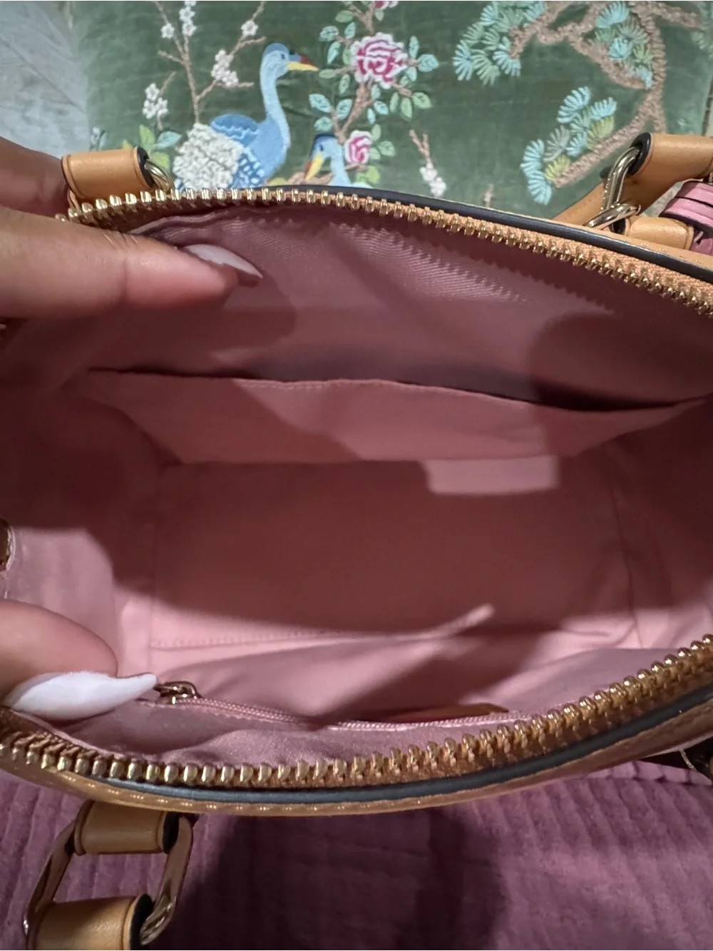 COACH Powder Pink Signature Satchel with Tan Leather Trim and Matching Wristlet